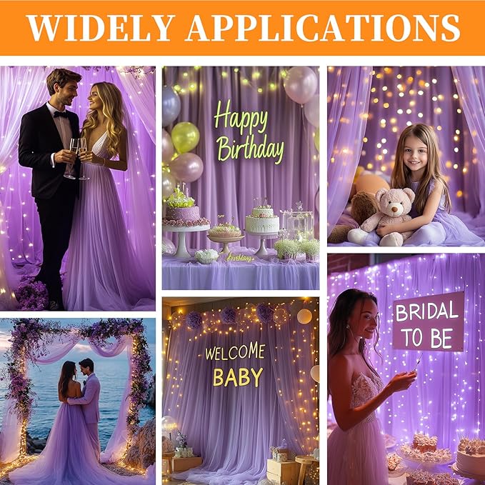 10x10ft Lavender Tulle Backdrop Curtain - Image 3