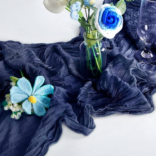 10-Pack Navy Blue Cheesecloth Table Runners – 10FT Boho Rustic Gauze Fabric - Image 2