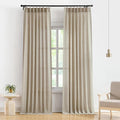 Vision Home Sand Pinch Pleated Semi Sheer Curtains Textured Linen Blended Light by VisionHome