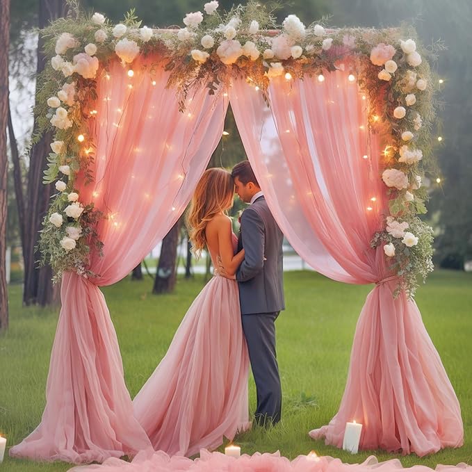 10×10ft Dusty Rose Tulle Backdrop Curtain - Image 7