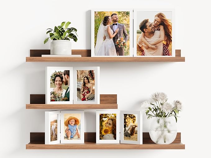 decorUhome Double 5x7 Picture Frame Vertical, Engineered Wood Bifold Photo Frame - Image 5