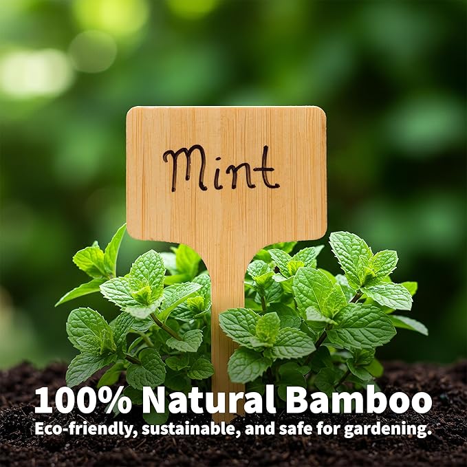 52-Piece Eco-Friendly Bamboo Plant Labels | Beautiful Natural Bamboo Garden - Image 2