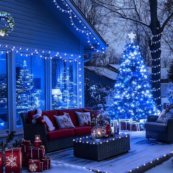 YEGUO 165ft 500 LED Blue and White Christmas Lights Outdoor Waterproof - Image 3