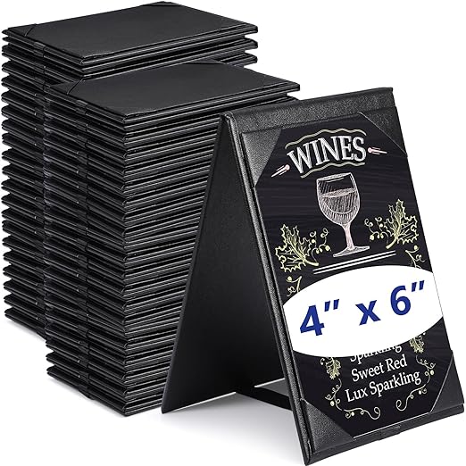 Gerrii Leatherette Table Tents Black PU Leather Menu Covers Bulk Double Sided by Gerrii