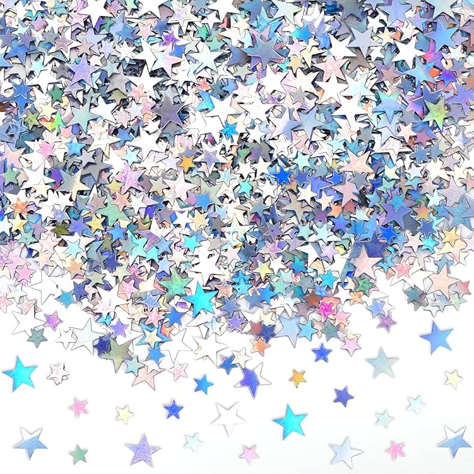 MARFOREVER Holographic Star Confetti, Glitter Star Confetti Birthday Star by MARFOREVER