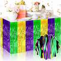 3 Pack Gold Green Purple Foil Fringe Table Skirts Metallic Tinsel Streamers by LANTIANCHEN