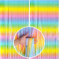 Pastel Rainbow Foil Fringe Curtain Streamers Party Backdrop Foil Fringe by BOMSI