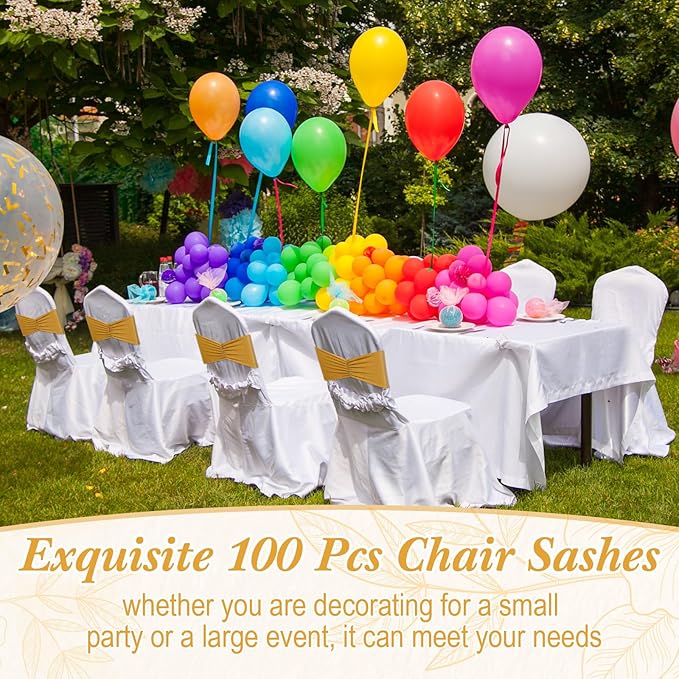 Moukeren 100 Pcs Spandex Chair Sashes Bows Bands Slider Sashes - Image 5