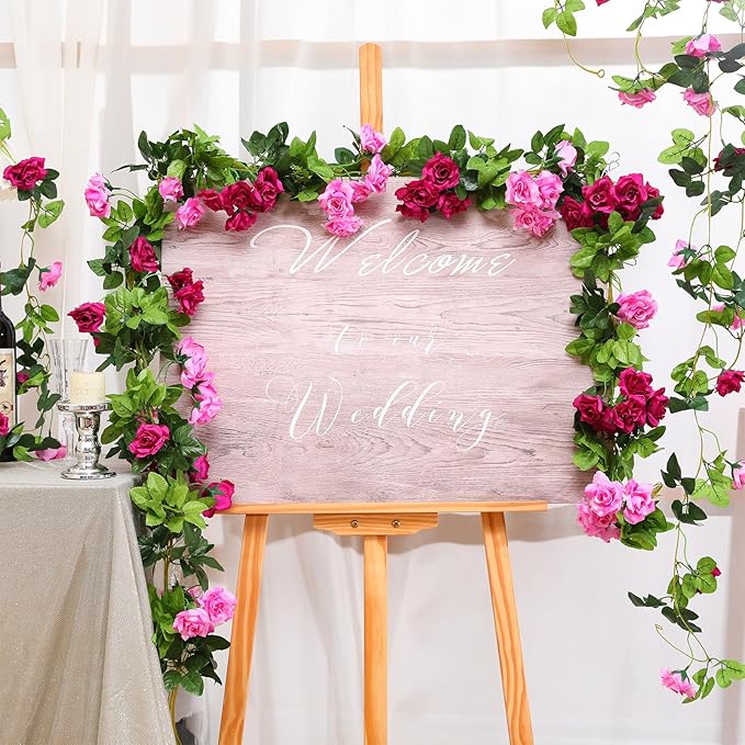 Floweroyal 4 Pack Artificial Flower Garlands 15.8FT Fake Rose Vines Silk - Image 3
