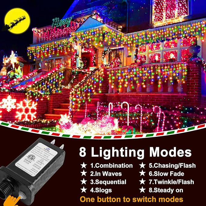 KNONEW 164FT 1600 LED Christmas Lights Outdoor Decoration Multicolor - Image 3