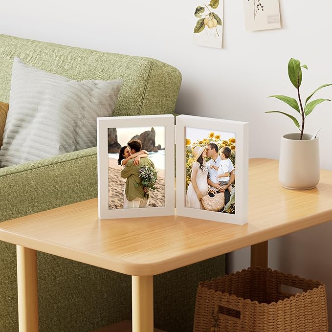 decorUhome Double 5x7 Picture Frame Vertical, Engineered Wood Bifold Photo Frame - Image 7