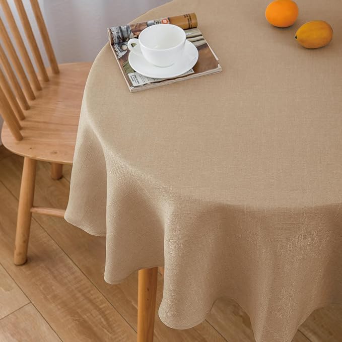 NLMUVW Round Linen Table Cloth 48 Inch, Burlap Tablecloth Textured Water by NLMUVW