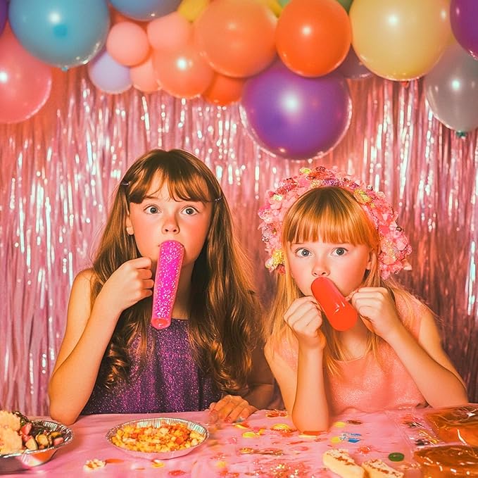 PartyWoo Pink Streamers Foil Fringe Curtain Backdrop 3Pcs 8.2ft Pastel Baby - Image 6