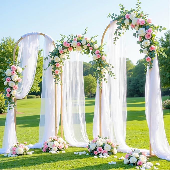 Wedding Arch Draping Fabric Backdrop 1 Panel 60" x 26Ft White Arch Drapes - Image 4