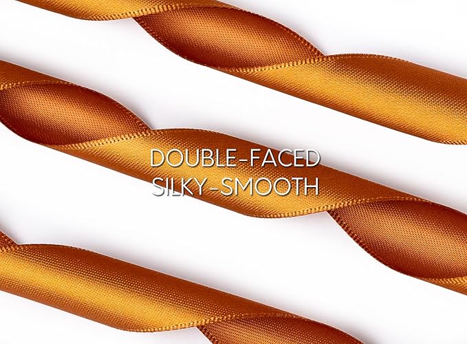 Copper Satin Ribbon 7/8 Inch x 50 Yards Double-Faced Polyester Ribbons - Image 3