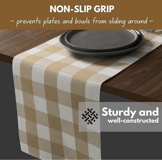 Native Fab Table Runner Buffalo Check Plaid 100% Cotton - Image 4