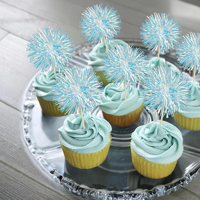 Ephlyn 30Pcs Foil Firework Cupcake Toppers Party Birthday Cake Toppers Supplies - Image 5