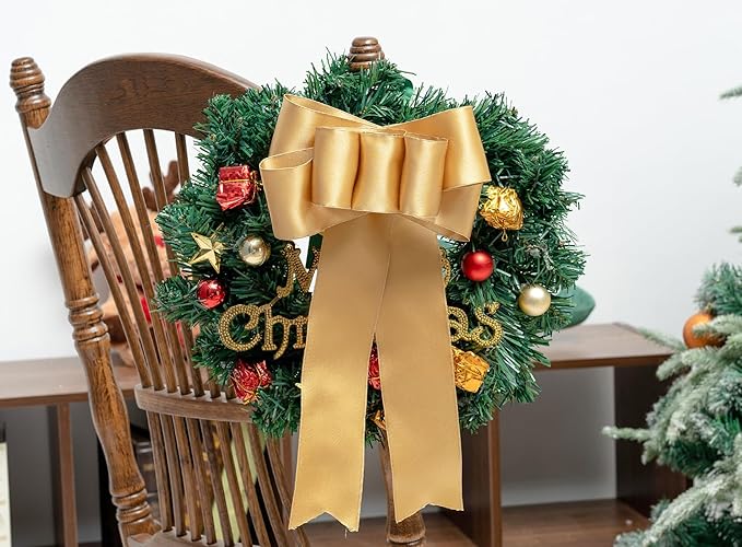 Gold Satin Ribbon Double-Faced Wired Ribbons - Image 6
