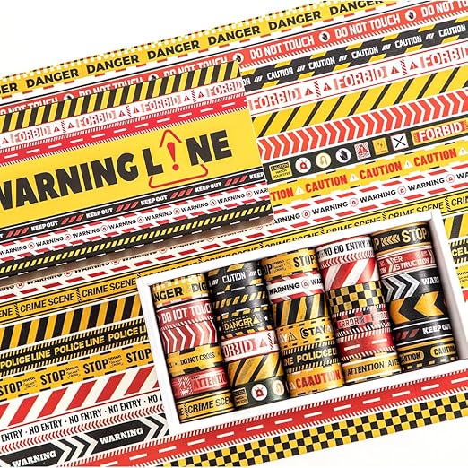 30 Rolls Warning line Theme Washi Tape Set, Writable Decorative Tapes - Image 7