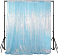 ShinyBeauty Iridescent Aqua Sequin Backdrop | 5FT x 10FT Photo Background | by ShinyBeauty