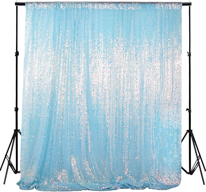 ShiDianYi Iridescent Aqua Sequin Backdrop by ShiDianYi