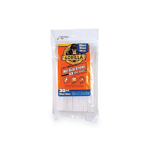 Gorilla Hot Glue Sticks, Mini Size 4" Long x 0.27" Diameter by Gorilla