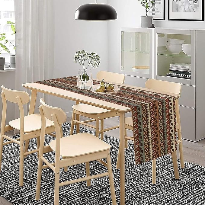 Retro Cabin Table Runner Rustic Bear Forest Farmhouse Lodge Jungle Table Runner - Image 8