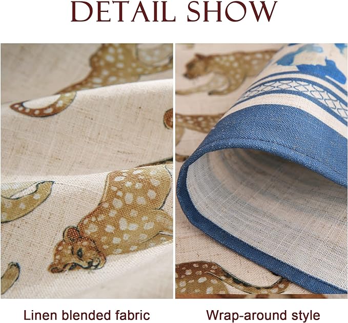 patdrea Designer Linen Rectangular Table Cloth, Vintage Leopard Animal Soft - Image 5