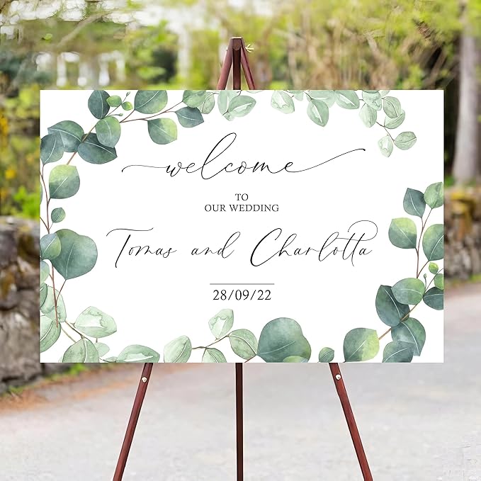Editable Wedding Welcome Sign, Welcome Sign, Watercolor, Eucalyptus Wedding Sign - Image 3