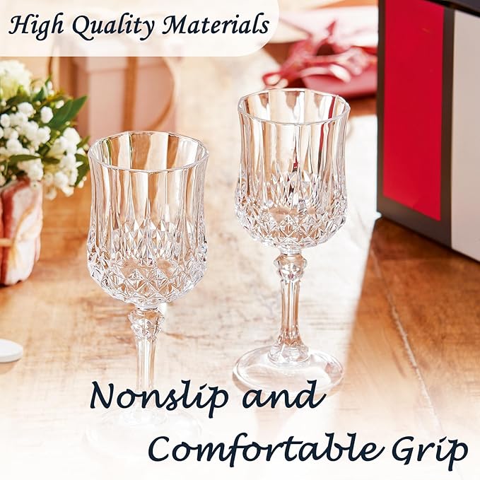 Plastic Wine Glasses，Plastic Goblets Vintage Style Cordial Drinking Glasses - Image 4