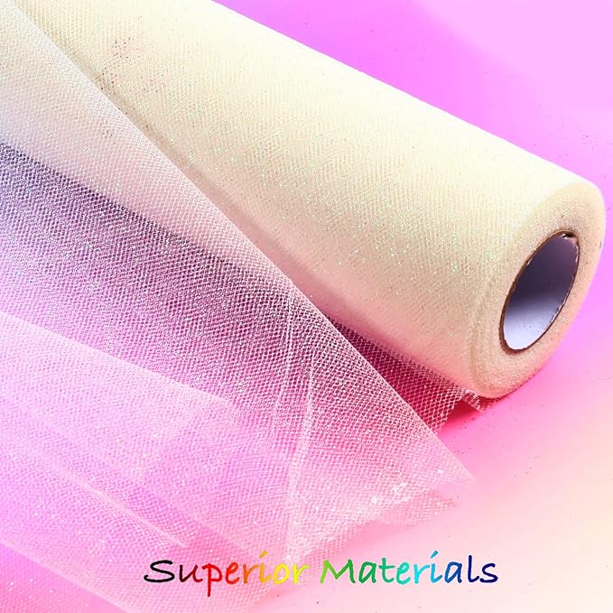 ICOSHOW Sparkling Tulle Rolls, 15” by 30 Yards Glitter Tulle Spool Ribbon Fabric - Image 4