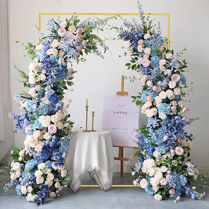 Metal Wedding Arch Backdrop Stand 6.6x5 FT Gold Square Balloon Arch Frame - Image 5