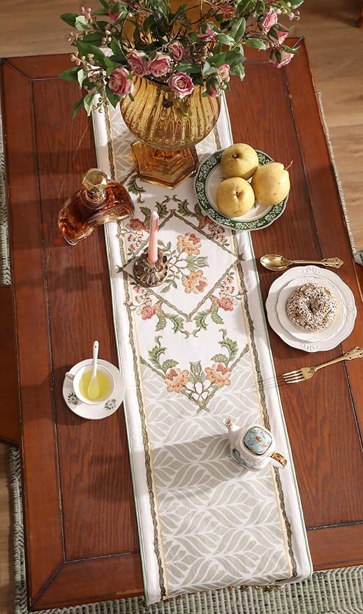 patdrea Designer Elegant French Floral Velvet Table Runner 71 Inch Long - Image 8