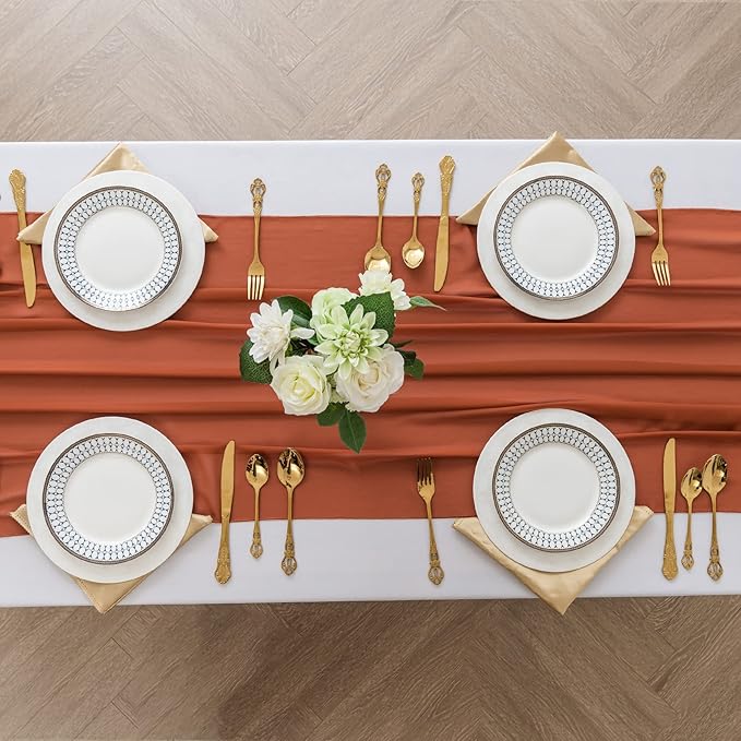 1Pack 9ft Chiffon Table Runner 14x108 Inch Sheer Romantic Table Runner - Image 3