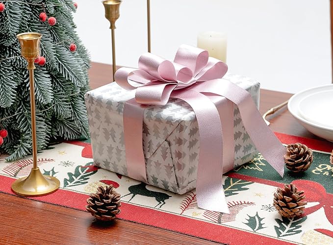 Light Pink Satin Ribbon for Valentines Day 1-1/2 Inch Double-Faced Wide Wired - Image 4