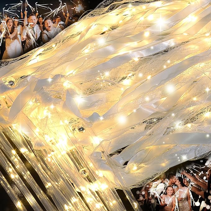 100PCS Light up Wands for wedding, Wedding Wands Streamers by GlowPartySupplies
