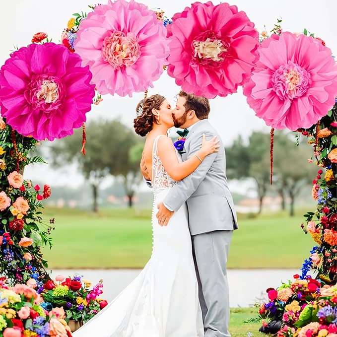 SUNBEAUTY 20" Giant Hot Pink Tissue Paper Flowers - Image 7