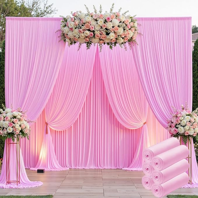 30ftx10ft Pink Backdrop Curtains by CO-AVE