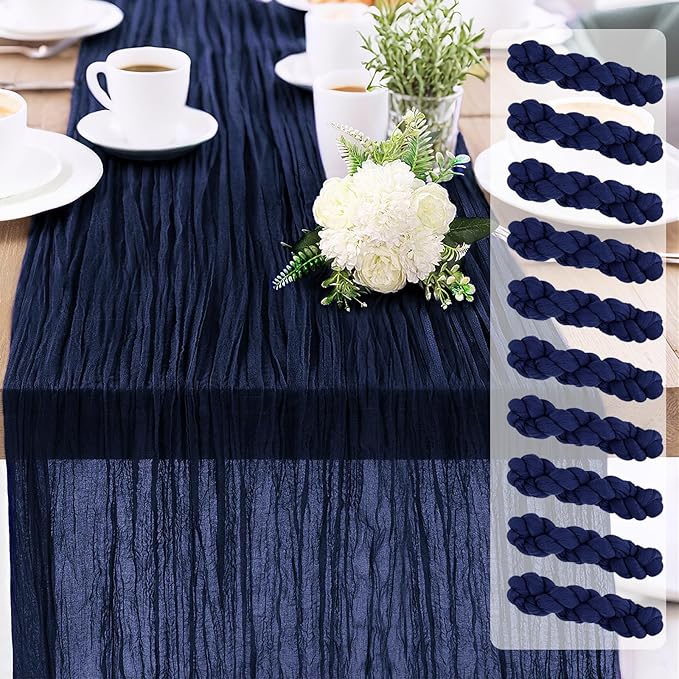 10-Pack Navy Blue Cheesecloth Table Runners – 10FT Boho Rustic Gauze Fabric by Unknown