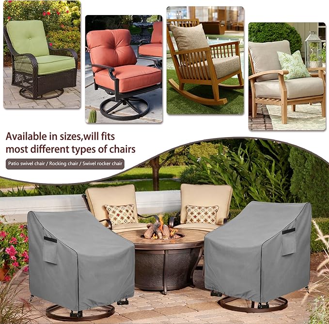 Outdoor Swivel Chair Cover 2 Pack, Outdoor Furniture Patio Chair Covers - Image 3