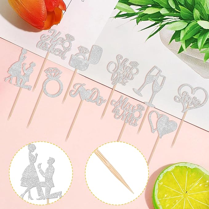 30 PCS He Asked She Said Yes Cupcake Toppers Engagement Cupcake Toppers Miss to - Image 3