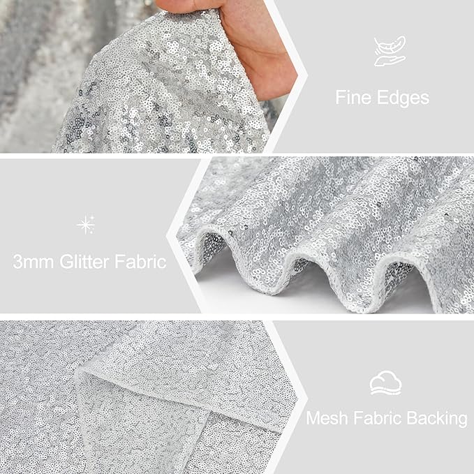 Silver Sequin Table Runners 10 Packs 12x108 Inches Holiday Celebration Sparkly - Image 7