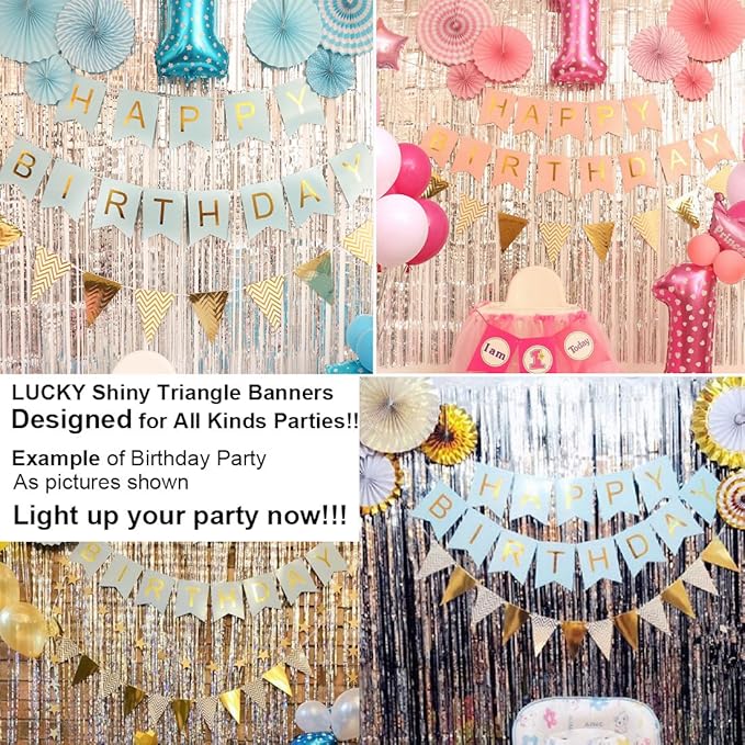 Sparkly Paper Pennant Banner Triangle Flags Bunting 8.2 Feet and Tissue Paper - Image 3