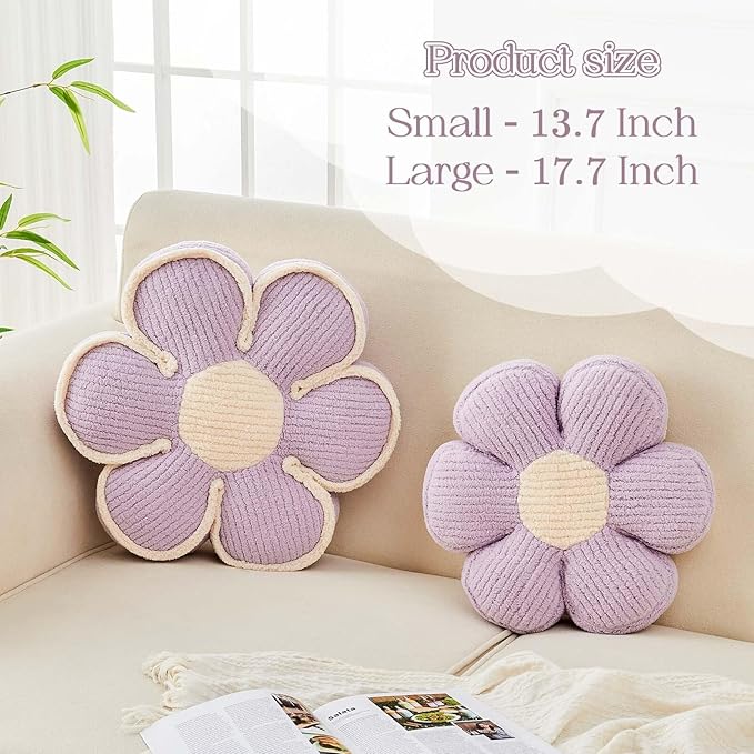 Flower Pillow, Soft Flower Decorative Throw Pillow, Cute Daisy Flower Shaped - Image 2