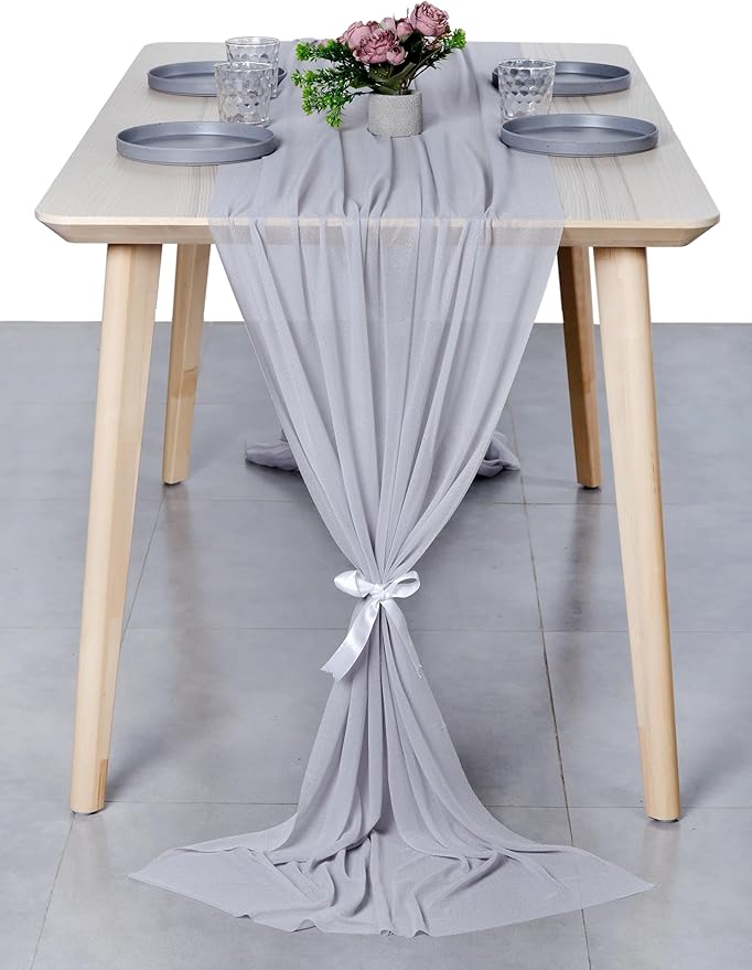 MDS 10 Pack 10ft Chiffon Table Runner 29 x 120 Inches Sheer Wedding Runner - Image 7
