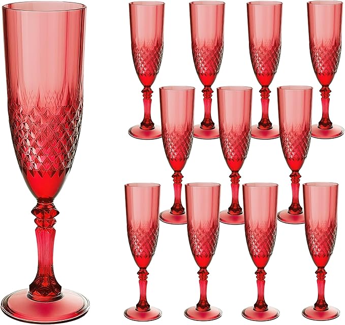 Plastic Champagne Flutes, for Christmas Weddings Bachelor Parties Toasting and by LEYIQUCHAMPAGNEWINEGLASSES