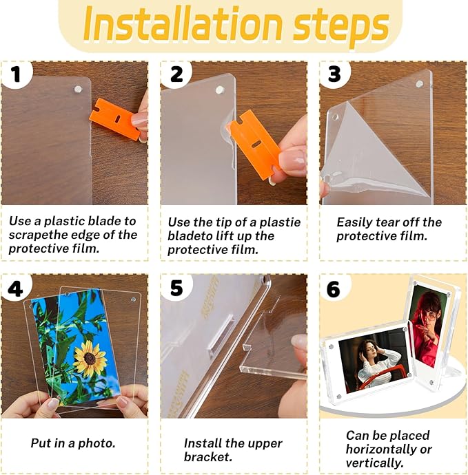 6 Pack Acrylic Magnetic Picture Frames 3x5, Refrigerator and Desktop Photo - Image 7