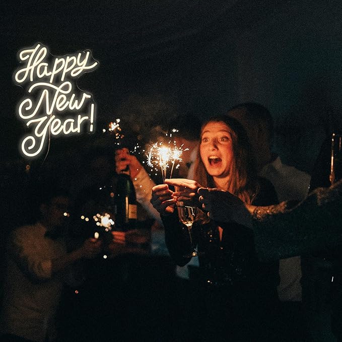 Happy New Year Neon Sign Warm White Led Neon Lights - Image 7
