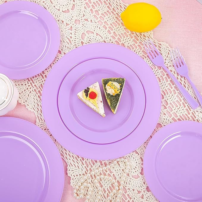 KIRE 150 PCS Purple Plastic Plates - Image 5