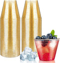 9oz Plastic Cups with Gold Glitter Sturdy & Food Safe Disposable Wine Glasses by ByvivaceDisposables